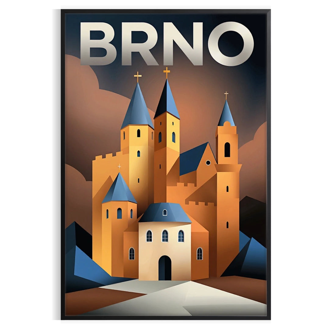 charm Brno Czechia stunning Art Déco vintage poster captivating blend green orange hues lover space today bold statement unframed options available