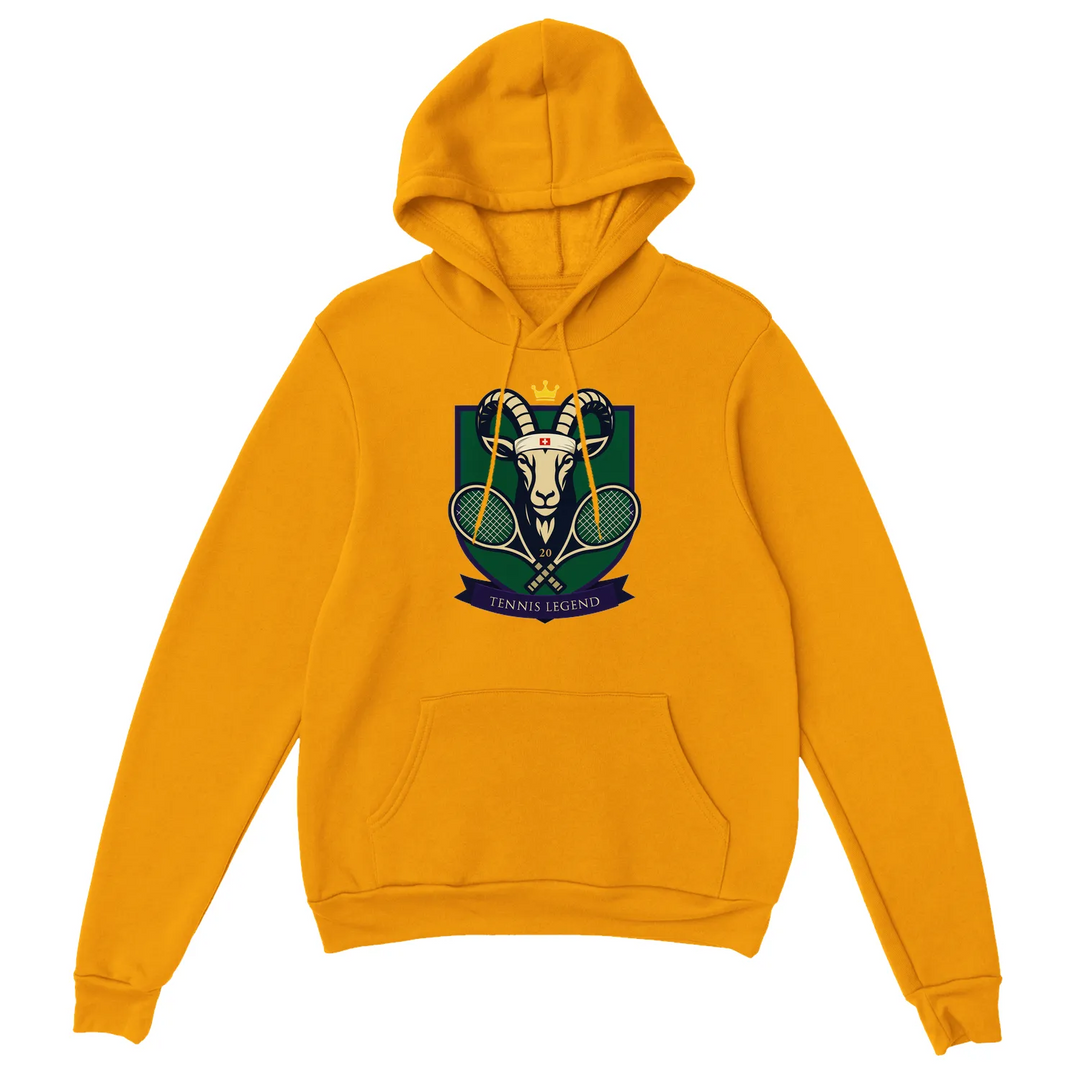 Hoodie Tennis GOAT Roger ar mīkstu audumu, kapuci un priekšējo kabatu, ideāls visiem tenisa entuziastiem