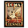 Roma Tennis Poster in lebendigen Rot- und Grüntönen, ideal für Sportliebhaber. Erhältlich in 50x70 oder 30x40, gerahmt oder u