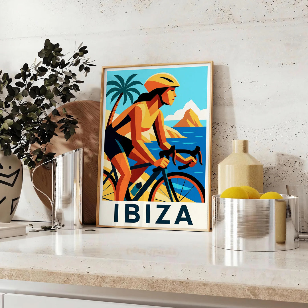 affiche Ibiza 20 vibrante couleurs rouge jaune passionnés cyclisme décoration disponibles 30x40 une touche dynamique espace version