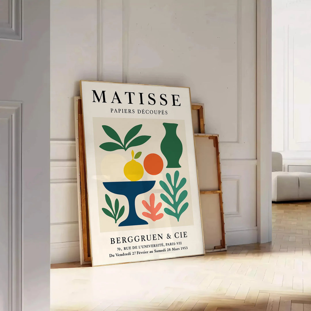Poster Matisse Papiers Découpés con design bianco e arancione, disponibile in diverse dimensioni, ideale per arredare con art