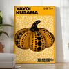 Krāsains ķirbju motīvu plakāts, iedvesmots no Yayoi Kusama stila, pieejams 50x70 vai 30x40 izmērā, ideāls mākslas mīļotājiem