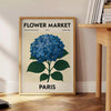 exquisite Flower Market Paris Botanical Poster available blue gray hues vintage art enthusiasts elegance space unframed options decor today