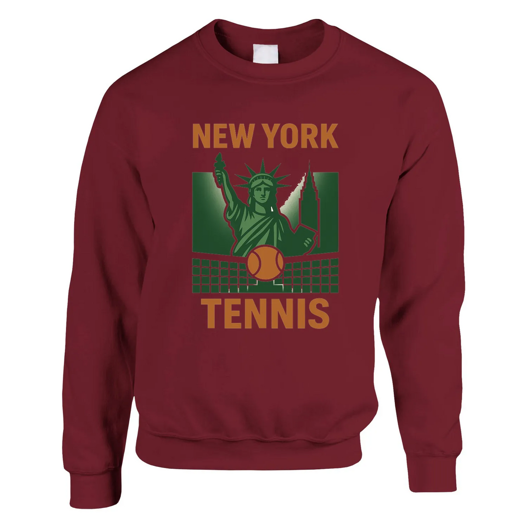New York Tennis Sweater un sweat - shirt épais unisexe mélange doux 50 % coton polyester coupe classique une douceur inégalée grâce à la filature jet air coutures robustes look sportif élégant