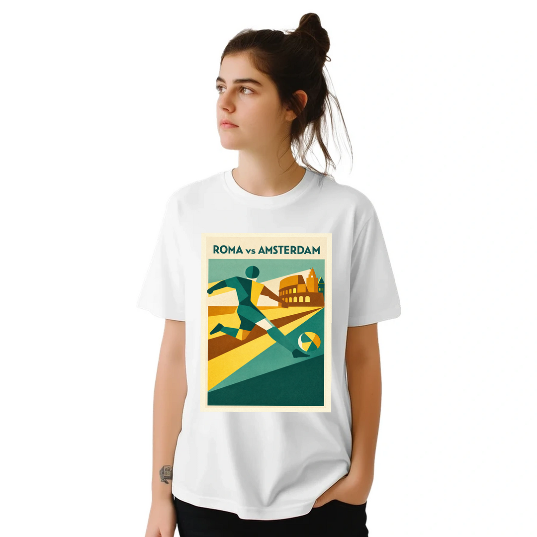 T-shirt ποδοσφαίρου Ρώμης, άνετη και στυλάτη, ιδανική για αγώνες και casual εμφανίσεις, διαθέσιμη σε S, M, L, XL, XXL
