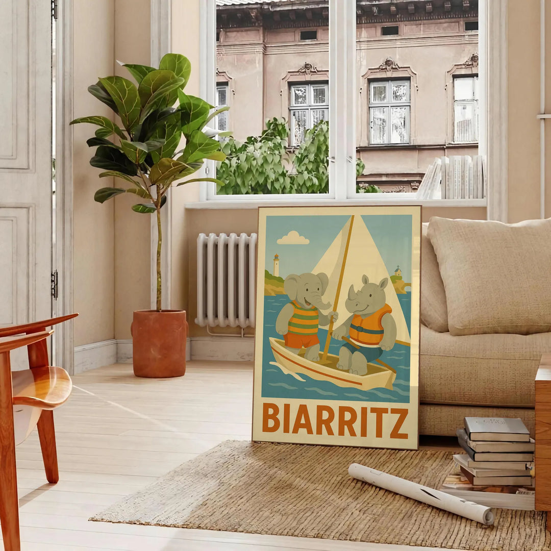 charming Kid Elephant Rhinoceros sailing poster gray green hues perfect addition child room enchanting artwork imagination adventure delightful dimensions cm A4 A0