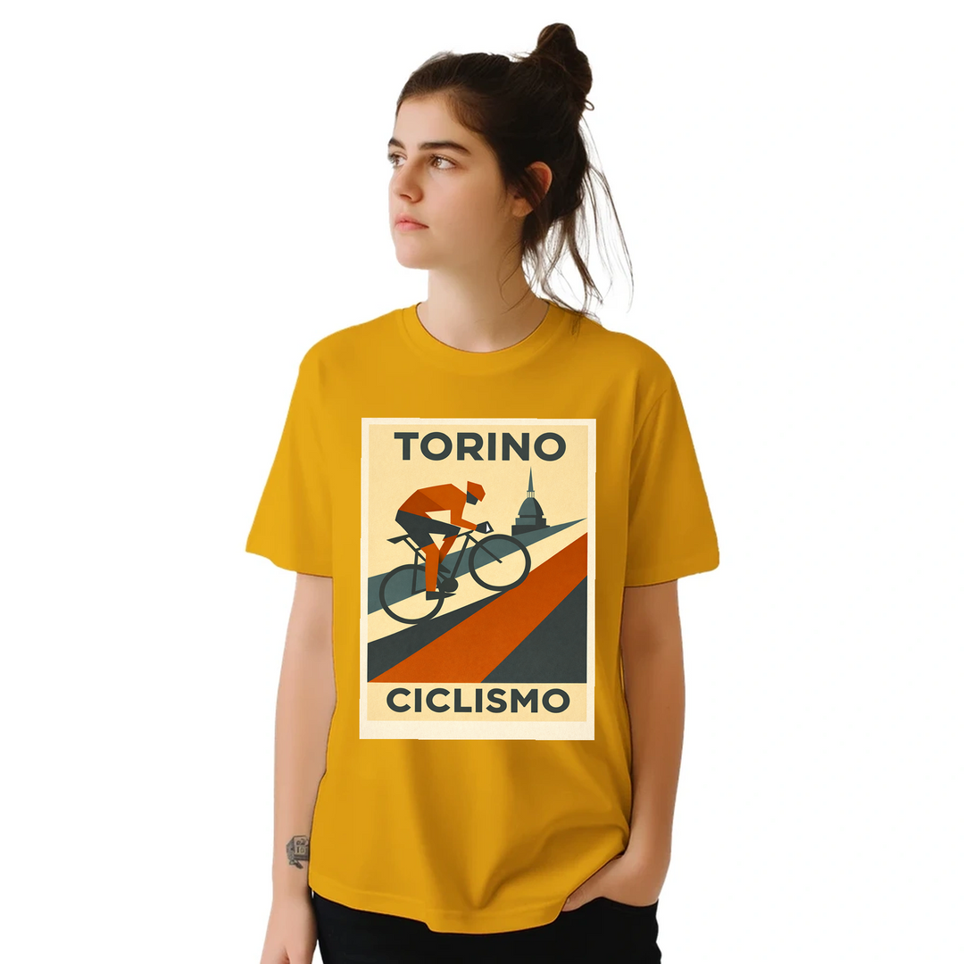 Image Gold de Turin Italy Cyclisme Tshirt [color:gold] [view:front]