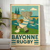 rugby vintage représentant un éléphant kid club Bayonne poster art une touche unique murs passionnés artwork dimensions cm 50x70 décor disponibles A4 A0
