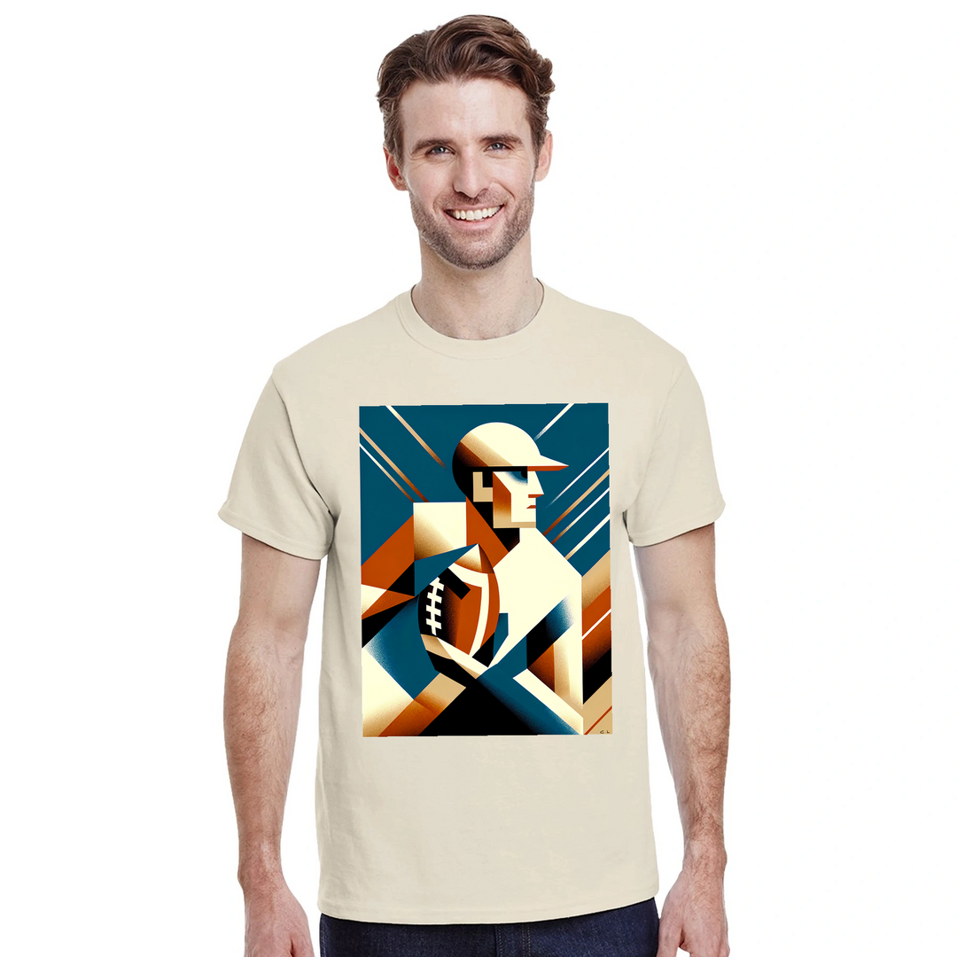 アメリカンフットボールTシャツ。ファンやプレイヤーに最適なスタイリッシュなデザインで、柔らかく通気性のあるコットン素材を使用。快適な着心地で、フィールドでもスタンドでも活躍します。