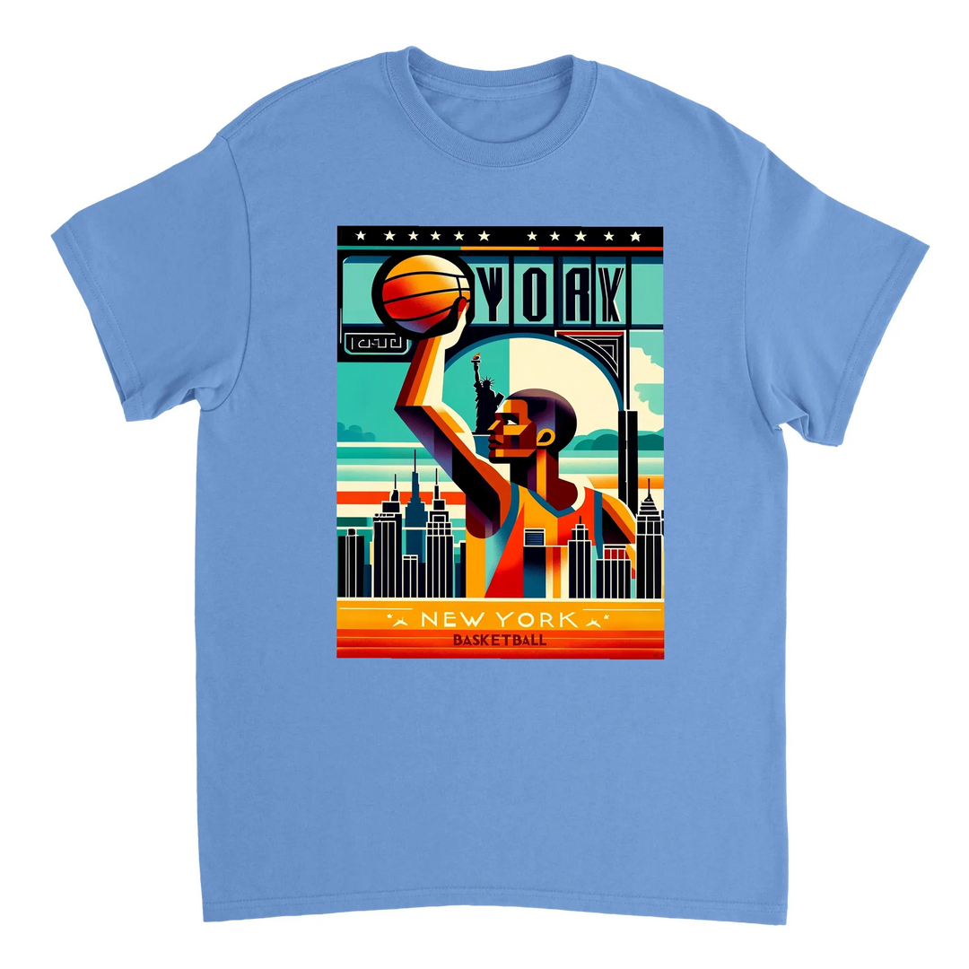 ニューヨークのバスケットボールをテーマにしたTシャツ。快適なコットン素材で、カジュアルな外出や試合の日に最適です。
