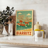 whimsical world Biarritz Kids Surf poster playful elephants rhinos gray green backdrop nurseries playrooms eye design adventure choice sizes A4 cm A0