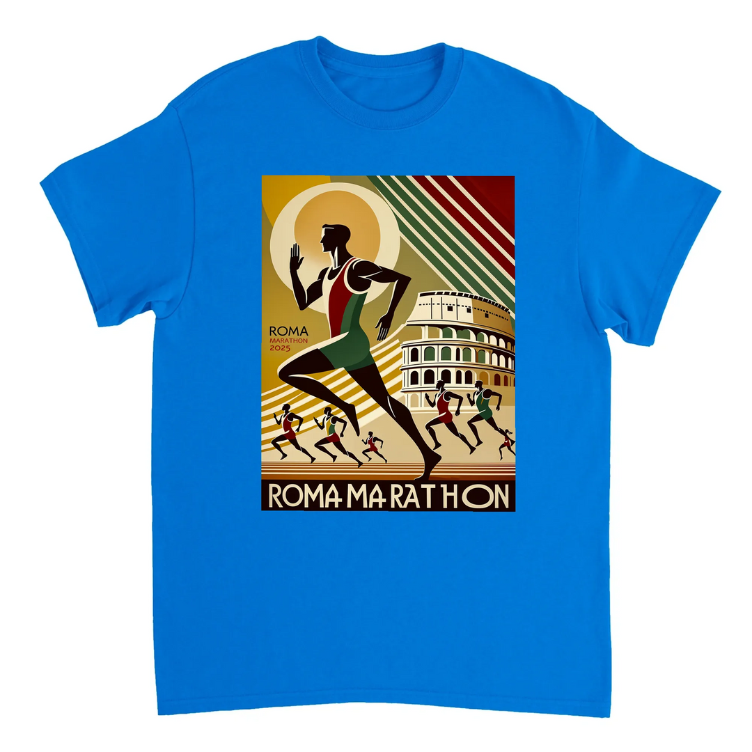 ローママラソン5 Tシャツ。アイコニックなデザインで、快適な高品質素材を使用。ランニング愛好者に最適な一枚。