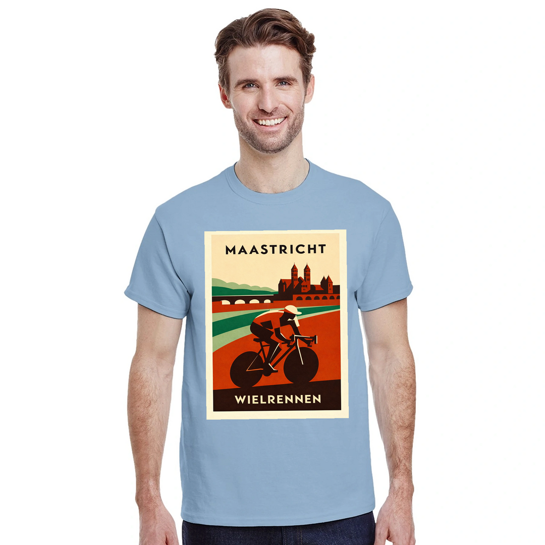 T-shirt T - shirt Maastricht Pays Bas idéal passionnés cyclisme design unique paysages néerlandais parfait sorties vélo moments détente style confort coton première qualité une tenue longue durée