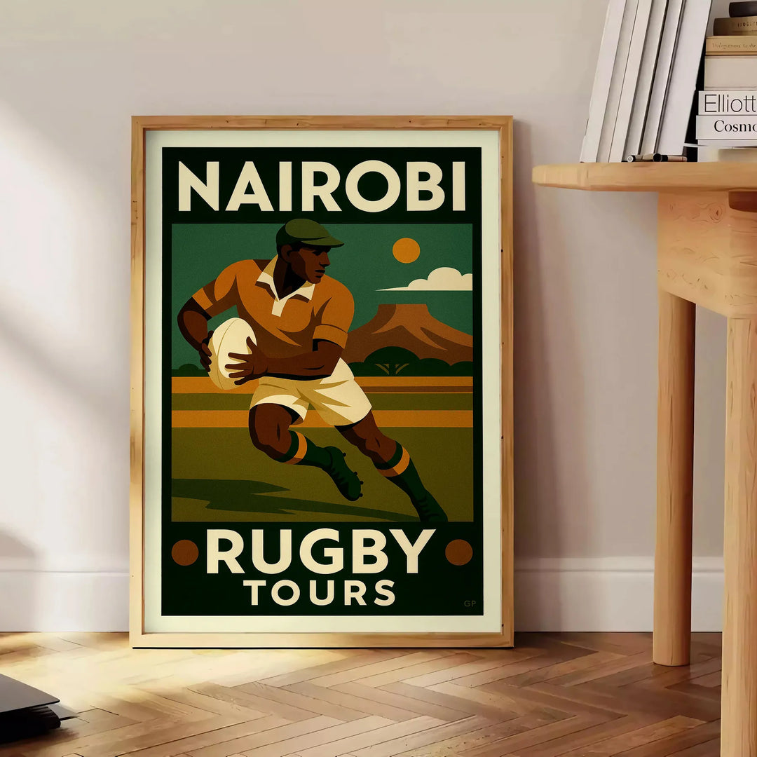 magnifique vintage matchs emblématiques Nairobi poster art déco captivant une touche unique décoration affiche rugby dimensions idéales 50x70 cm disponibles A4 A0