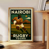 magnifique vintage matchs emblématiques Nairobi poster art déco captivant une touche unique décoration affiche rugby dimensions idéales 50x70 cm disponibles A4 A0