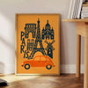 magie Paris affiche vibrante teintes rouges oranges idéal intérieur format 50x70 30x40 une touche élégance disponible encadrement