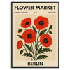 affiche Flower Market Berlin Botanical 9 un chef - œuvre florale vintage nuances noir rouge intérieur disponible 50x70 30x40 style unique