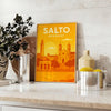 Salto Uruguay Art Déco poster in orange and yellow vintage style
