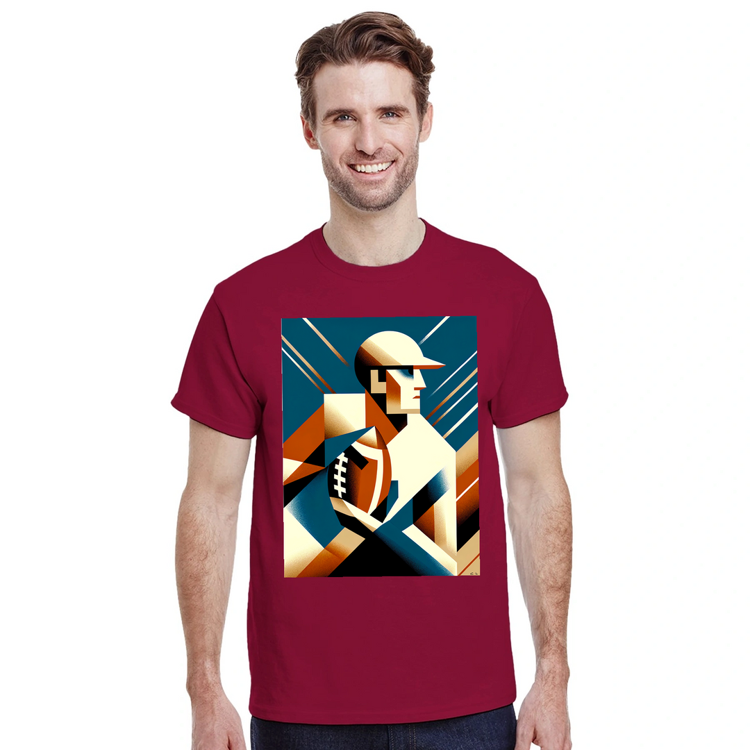 アメリカンフットボールTシャツ。ファンやプレイヤーに最適なスタイリッシュなデザインで、柔らかく通気性のあるコットン素材を使用。快適な着心地で、フィールドでもスタンドでも活躍します。