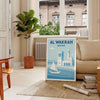 Poster Al Wakrah Qatar stile minimalista con skyline in grigio e blu