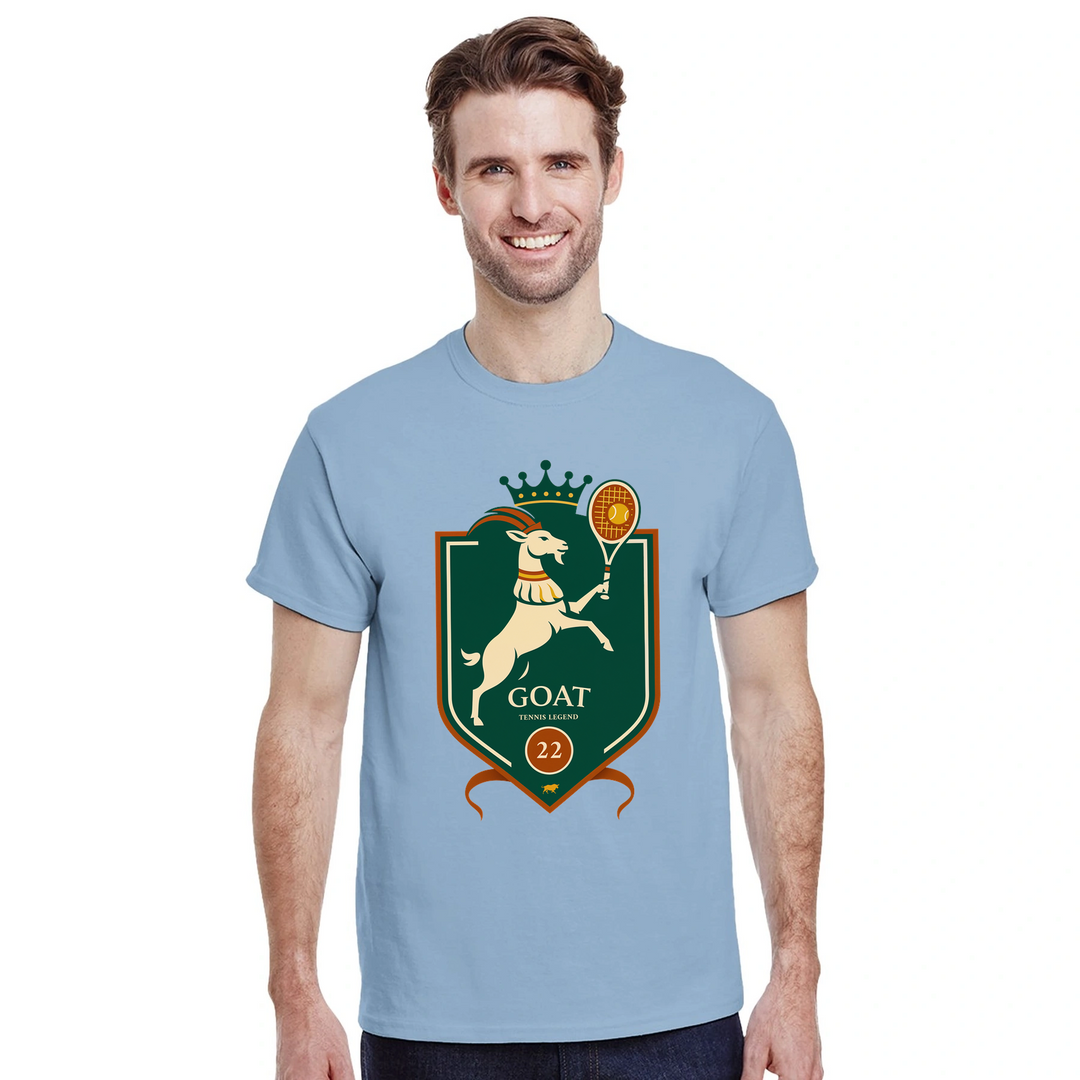 ラファエル・ナダルを称えるテニスGOATのTシャツ。プレミアムコットン製で、快適さを追求した必携アイテム。