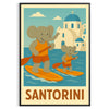 space enchanting Kid Elephant Paddle Santorini poster stunning blue orange hues children rooms playful spaces vibrant artwork imagination joy touch whimsy home sizes A4 cm A0