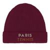 Image Burgundy de Beanie Paris Tennis 3  - Cotton Bio, Embroidered Design