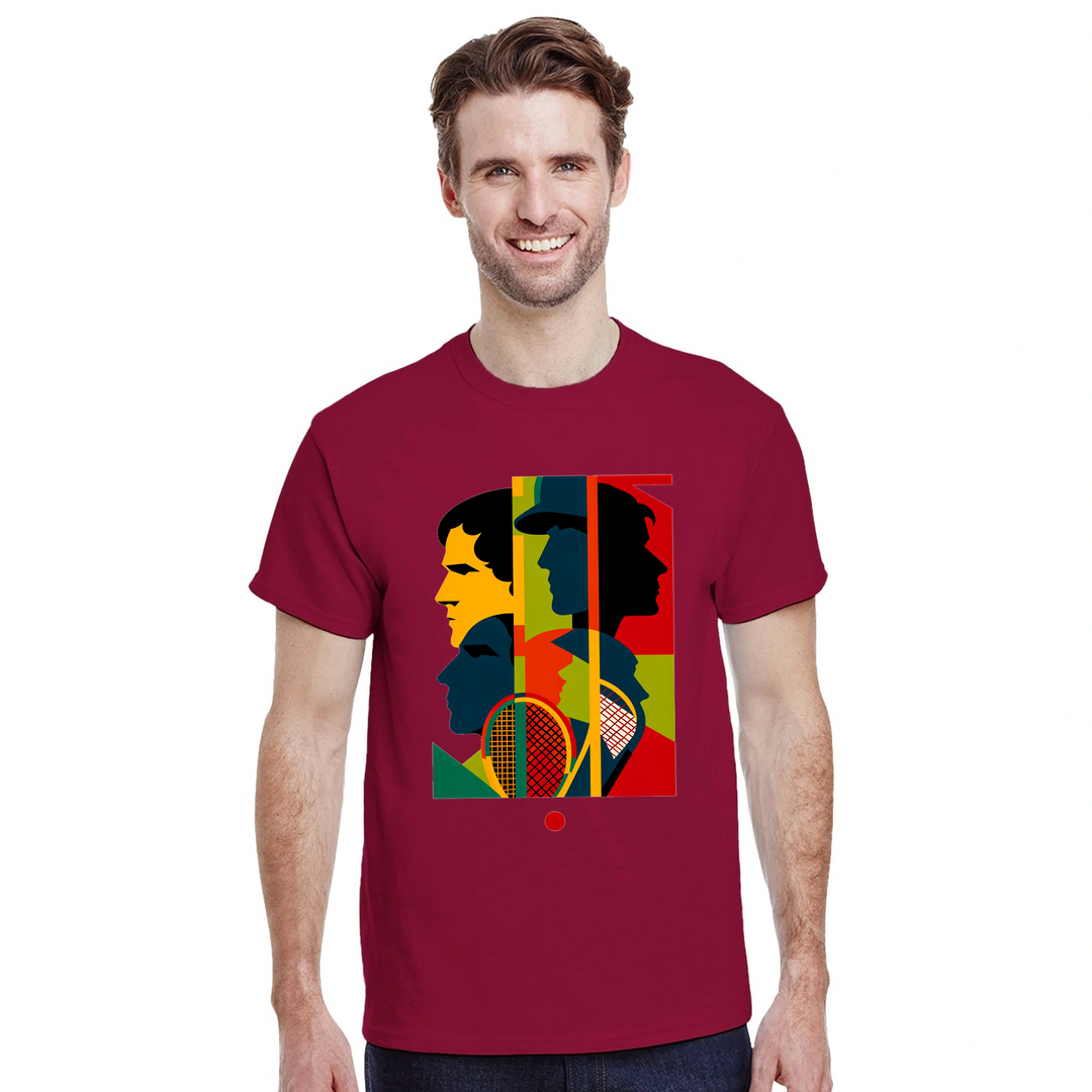 テニス大会に最適なスタイリッシュなテニステーマのTシャツ。プレイヤーやファンにぴったりの快適さとゲームへの情熱を融合。サイズ: S, M, L, XL, XXLでご用意。