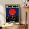 Stilren affisch med en fängslande fusion av röda och svarta nyanser som fångar Tokyos nattliv. Perfekt för att ge ditt rum en