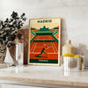 Affiche captivante tennis Madrid couleurs vibrantes orange vert passionnés pièce unique intérieur dimensions 50x70 cm A4 A0