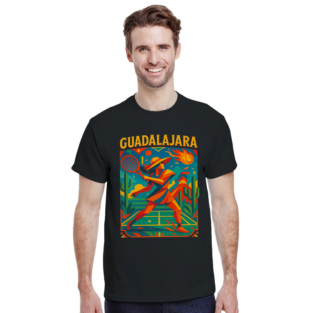 T-shirt style Guadalajara Vintage Cartoon Tennis T shirt unique tee playful design spirit perfect sports lovers enthusiasts yours today blend comfort shirts quality cotton ultimate softness