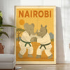 vibrant kid elephant rhinoceros judo poster gray green tones fun touch children room area eye today endless imagination unframed versions available