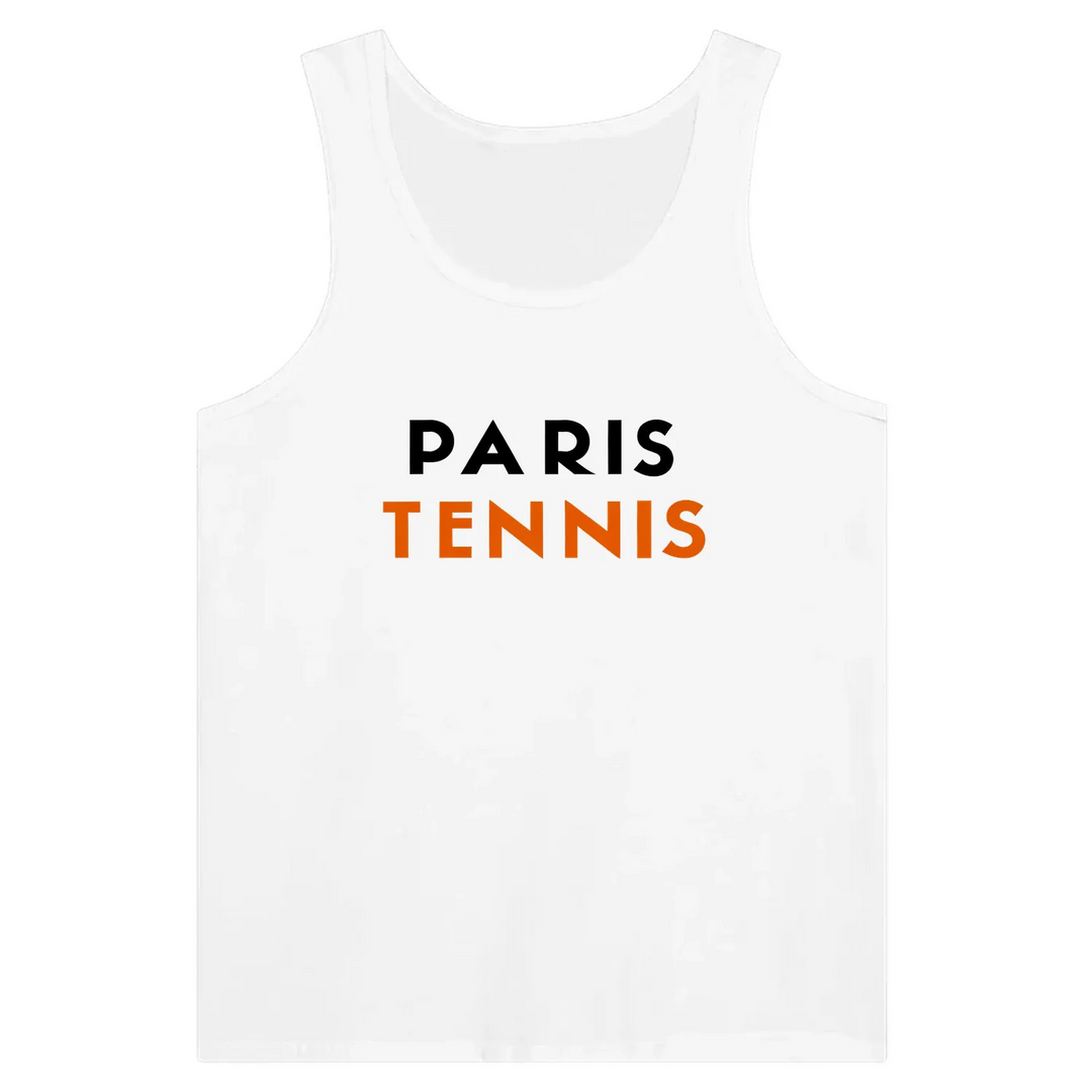 Αναβαθμίστε την αθλητική σας γκαρνταρόμπα με το Tank Paris Tennis, ένα unisex αμάνικο μπλουζάκι από 100% βαμβάκι, ιδανικό για