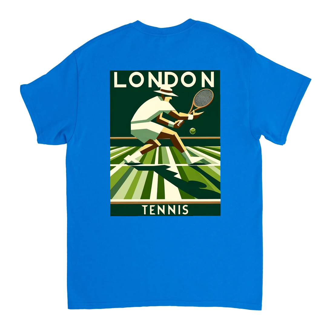 Koszulka tenisowa London z unikalnym wzorem, idealna dla fanów tenisa. Dostępna w rozmiarach S, M, L, XL, XXL