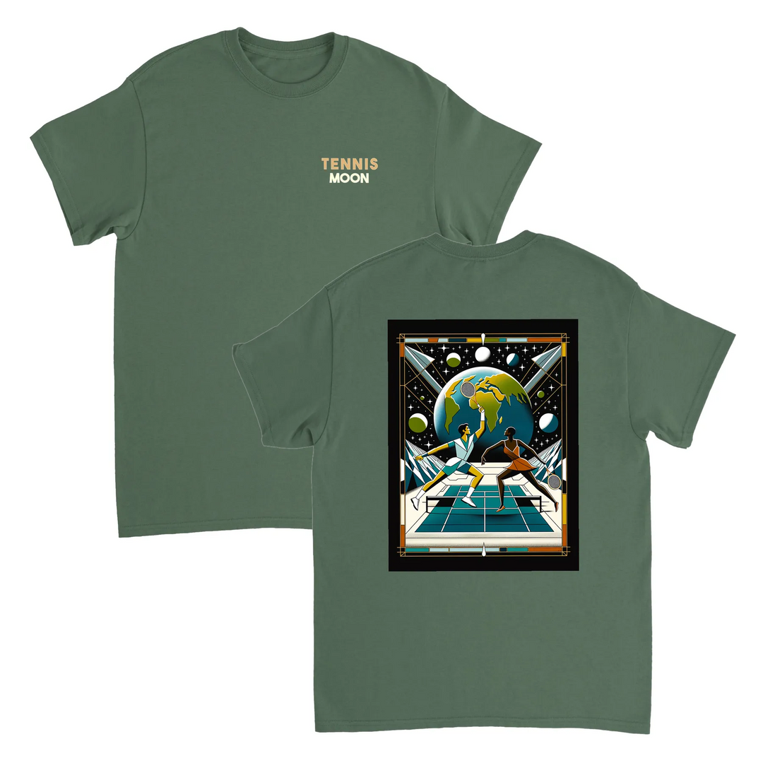 T-shirt Tennis Moon, design único que combina amor pelo ténis com um toque celestial. Confortável e estiloso, disponível em v