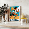 Athletics Athena poster med livfulla gröna och orange nyanser, perfekt för sportentusiaster och inspirationssökande. Finns i