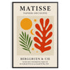 Póster Matisse Papiers Découpés com cores vibrantes em verde e laranja, ideal para amantes da arte. Disponível em vários tama