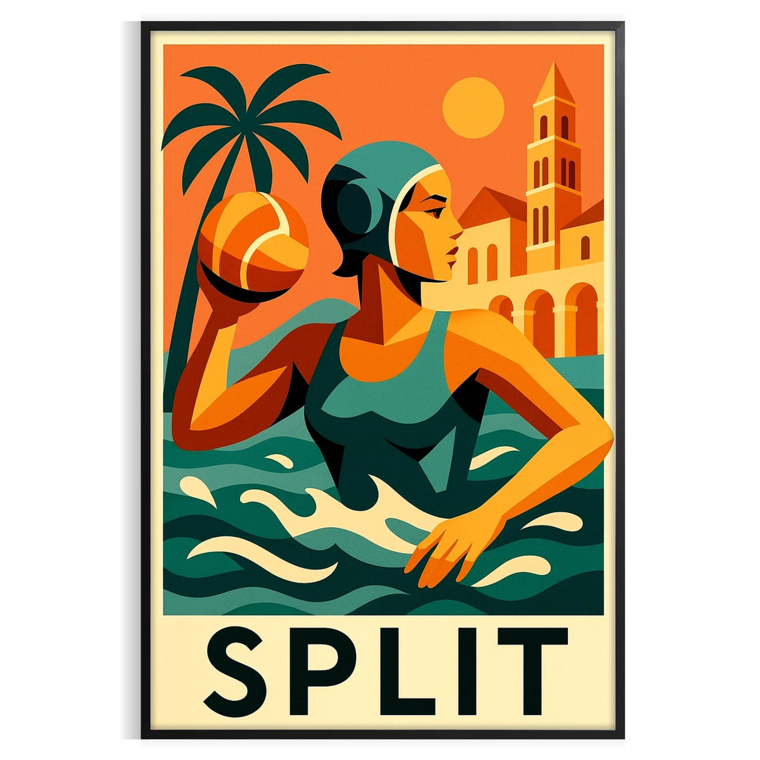 space striking Split Water Polo Sport 19 poster vibrant green red hues sports enthusiasts high quality dimensions cm passion A4 A0