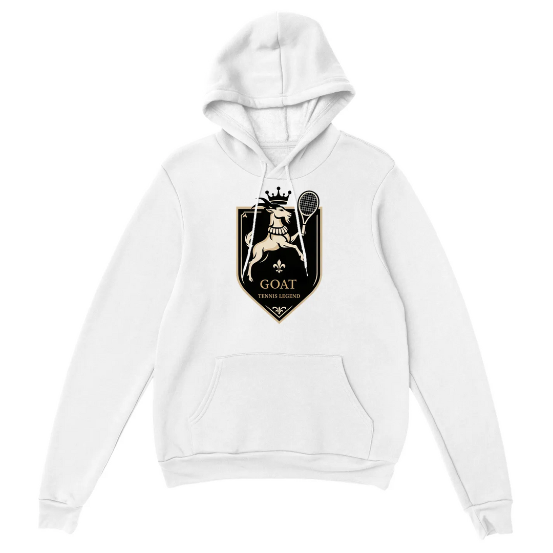 Hoodie Tennis GOAT2 un sweat capuche épais doux mélange 50 % coton polyester une doublée poche ventrale poignets élastiques tous grâce unisexe coupe douceur garantie boulochage