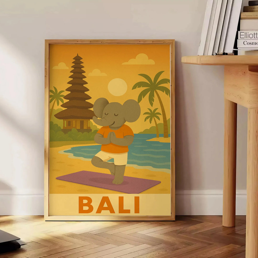 Affiche magnifique Kid Yoga Bali parfaite une touche apaisante intérieur nuances gris vert pièce disponibles cm 50x70 A4 A0