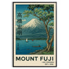 Poster di Mont Fuji e Lago Yamanaka, con tonalità serene di blu e verde. Disponibile in formato 50x70 o 30x40, con opzione in