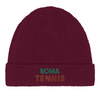 Image Burgundy de Beanie Roma Tennis  - Cotton Bio, Embroidered Design