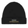 Image Black de Beanie Tennis Normandie  - Cotton Bio, Embroidered Design