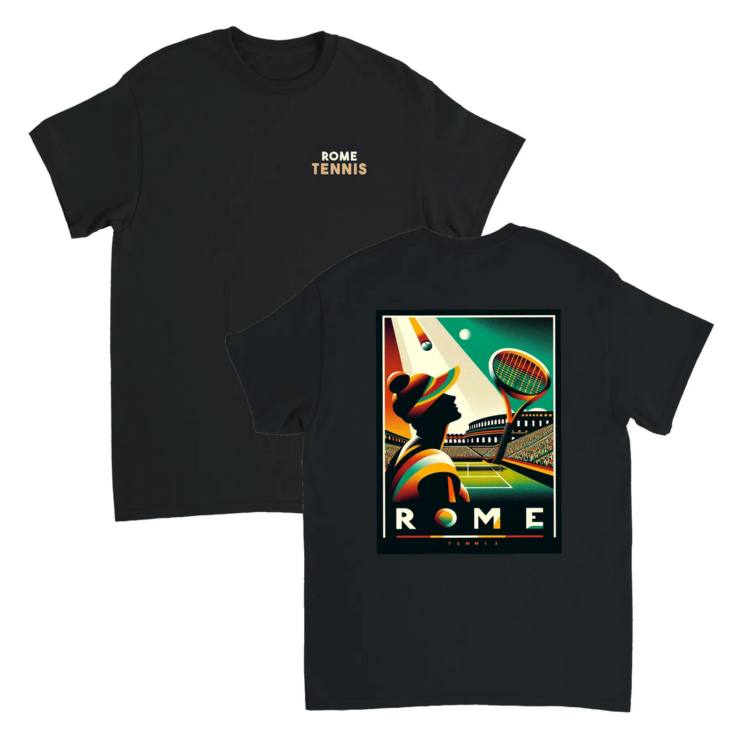 Image Black de Roma Tennis Tshirt  [color:black] [view:combined]
