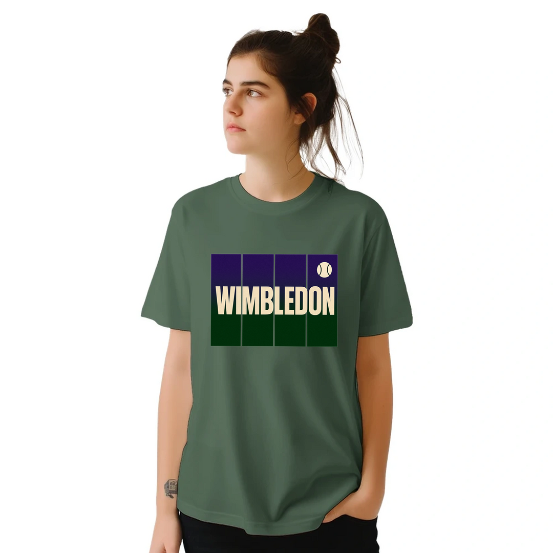 T-shirt de ténis Wimbledon, ideal para fãs e jogadores, com um design vibrante e confortável em algodão respirável