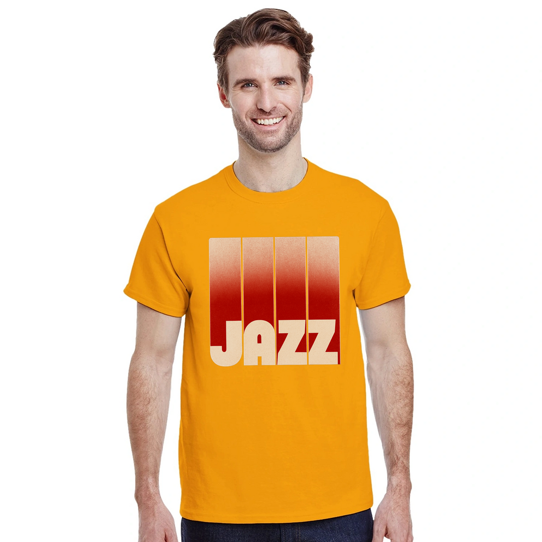 音楽愛好家にぴったりのジャズテーマTシャツ。鮮やかなデザインがジャズの本質を捉え、会話のきっかけになります。サイズはS、M、L、XL、XXLから選べます。