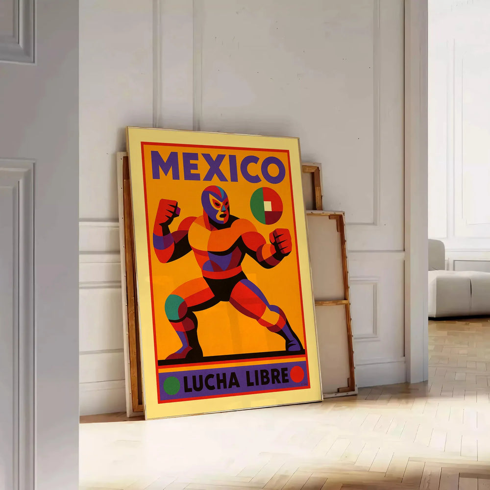 vibrant spirit lucha libre stunning poster bold red yellow hues eye artwork excitement ring space today perfect touch