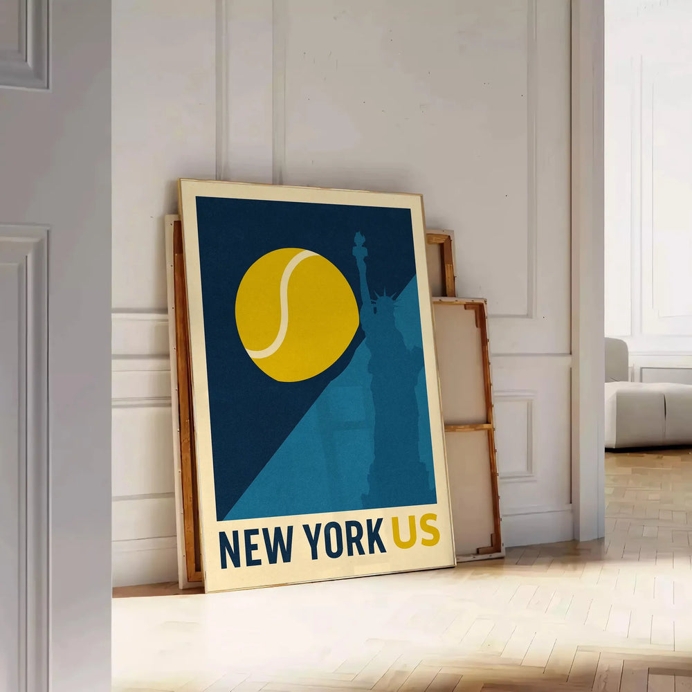 space captivating New York Tennis Night poster vibrant greens yellows stunning artwork energy iconic city today sizes cm A4 A0