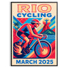 Vintage poster ποδηλασίας Rio με ζωντανά μπλε και κόκκινα χρώματα, διαθέσιμο σε μέγεθος 50x70 ή 30x40, ιδανικό για να προσθέσ