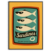 affiche Sardines Crew Kitchen un mariage éclatant bleu rouge cuisine 50x70 30x40 must amateurs déco maritime disponible encadrement